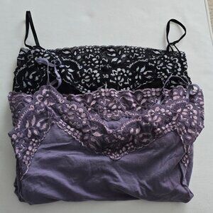 Bundle Set of 2 New York & Company Intimates Lined Lace Cami XS Black Purple